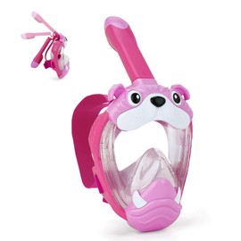 Kids Full Face Snorkel Mask, Snorkeling Gear for Kid, 180° Panoramic View Snorkeling Mask with Adjustable Elastic Fabric Straps - Anti-Fog & Anti-Leak - Portable Mesh Bag