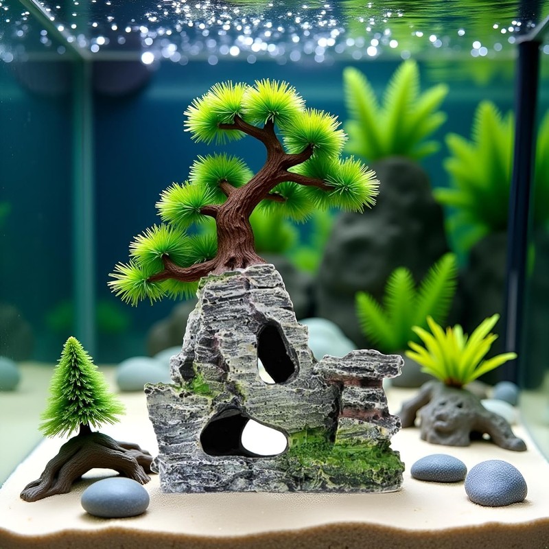 Artificial Moss Rock Aquarium Stone Cave – Resin Fish Tank