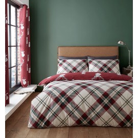 Catherine Lansfield Munro Stag Single Duvet Set, Red