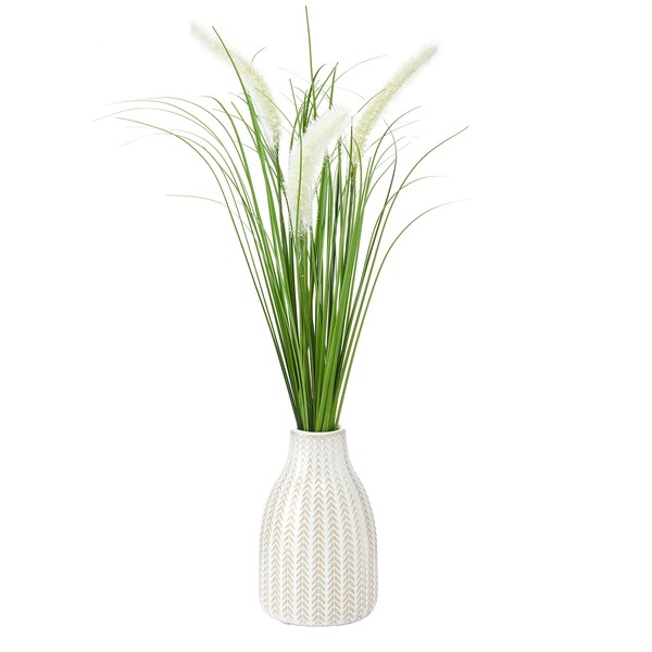 Elements Artificial Greenery Arrangement in White Ceramic Vase