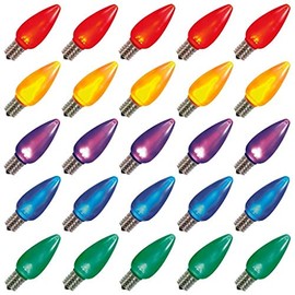 Vickerman 647998-0.96 watt 130 Volt C9 Red/Yellow/Purple/Blue/Green Twinkle LED Light Bulb (25 Pack) Christmas Light Bulbs (XLEDSC90T-25)