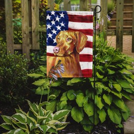 Caroline's Treasures LH9012GF USA American Flag with Vizsla Flag Garden Size, Small, Multicolor
