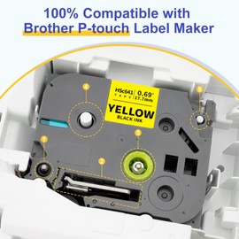 Pristar Compatible Label Tape Replacement for Brother Heat Shrink Tube HSe-641 HSe641 HSc-641 17.7 mm Black on Yellow for P-Touch PT-E550WVP PT-E300VP PT-P710BT P910BT PT-D800W H500 PT-E560BTVP