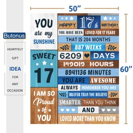 17 Year Old Girl Gift Ideas,to 17th Birthday Blanket 60”x50”,Gifts for 17 Year Old Girl Boy,17 Year Old Boy Gift Ideas,17th Birthday Gifts for Girls,Sweet 17 Blanket,17th Birthday Decorations