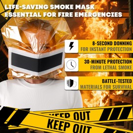 Ougist Portable Fire Escape Smoke Mask, Full Face Protection for Home & High-Rise Fire Safety, Emergency Respirator for Survival-2 Pack