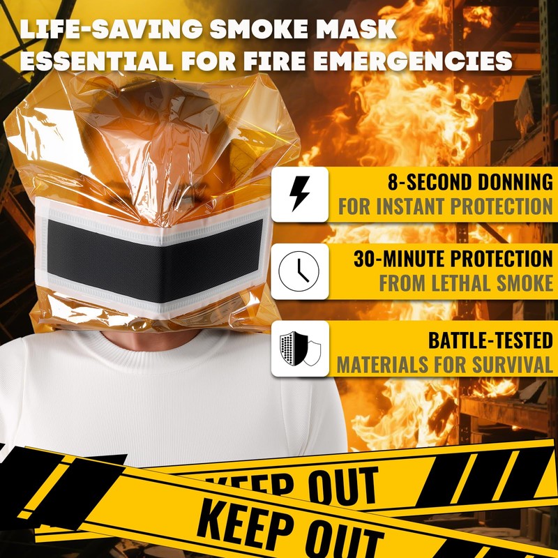 Ougist Portable Fire Escape Smoke Mask, Full Face Protection for