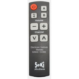 Universal Remote Control Seki Medium Black Ideal for Seniors (SE) Children (AI) Physically Disadvantaged People and Anyone Looking for a Simple and Clear Remote Control