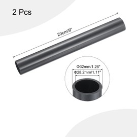 sourcing map 1 Inch PVC Rigid Tube Round Pipe Tubing Hardware Tubing 28.2mm ID 32mm OD 9" Length Dark Grey High Impact for Water Pipe, Crafts, Cable Sleeve 2pcs