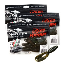 Mayhem Bait Co. 4-Inch Incursion Craw, Soft Plastic Fishing Lures, Pack of 3, (Green Pumpkin)