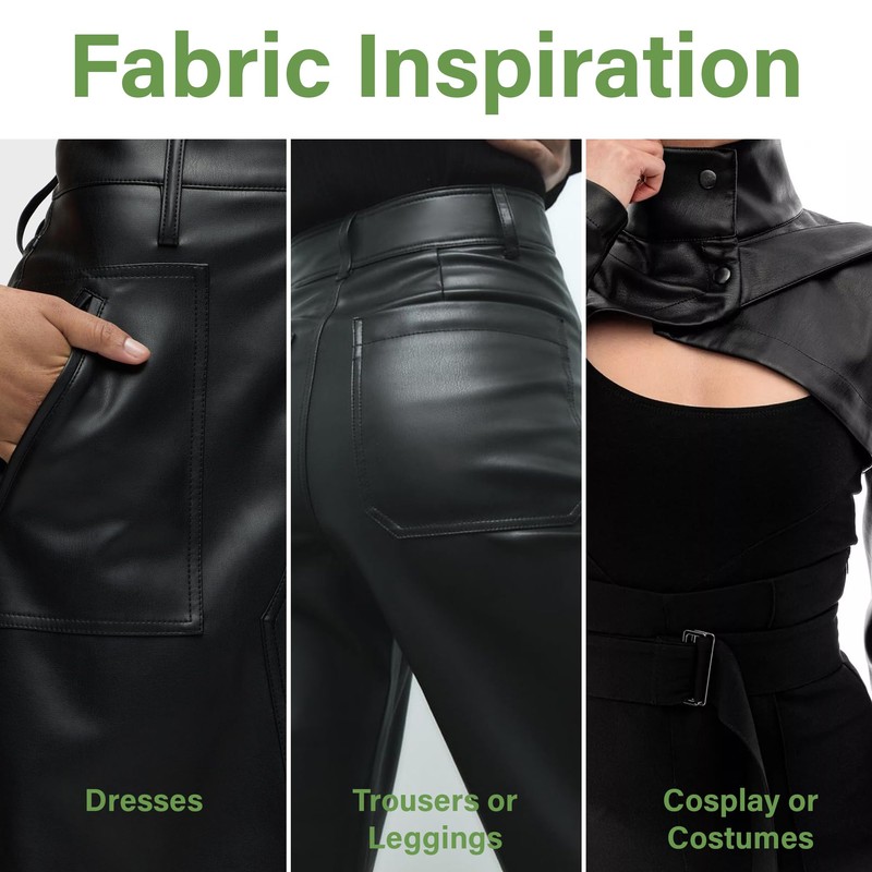 Synthetic Vegan Spandex Black PU Leather Fabric 4 Way Stretch