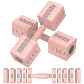 Adjustable Dumbbells Set of 2, 5-in-1 Adjustable Weight Dumbbells for Women/Men, 3lb/5lb/7lb/9lb/11lb Dumbbell Weights Set for Home Gym Workout (Pink)