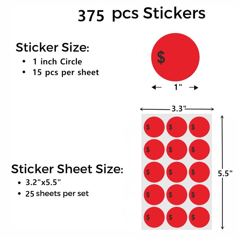 Hybsk 375 Count Garage & Rummage Sale Labels - 1