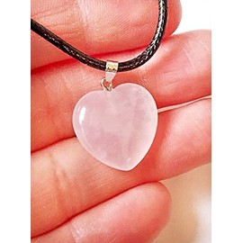 Stone of Love - Reiki Energy Charged Rose Quartz Crystal Heart Pendant with Cord (Beautifully Gift Wrapped)