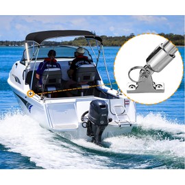 GaiRen Bimini Top Hardware, Deck Hinge with Quick Release Pin, Eye End Cap, 316 Stainless Steel Fits 1'' OD Round Tubing (2 Pair)