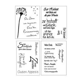 arriettycraft 4 Pieces/Set Clear Stamps, Transparent Stamp Sets, Dandelion, Thank You, Bon Appetit with Best Wishes Stamps, Greeting Verse, Phrase Words Feeling (Set of 2)