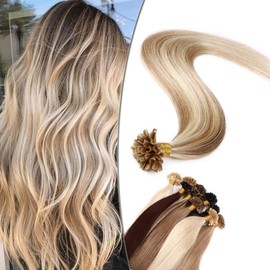 20" Pre Bonded Human Hair Extensions 1g*50 Strands #12/613 Golden Brown&Bleach Blonde (50g)