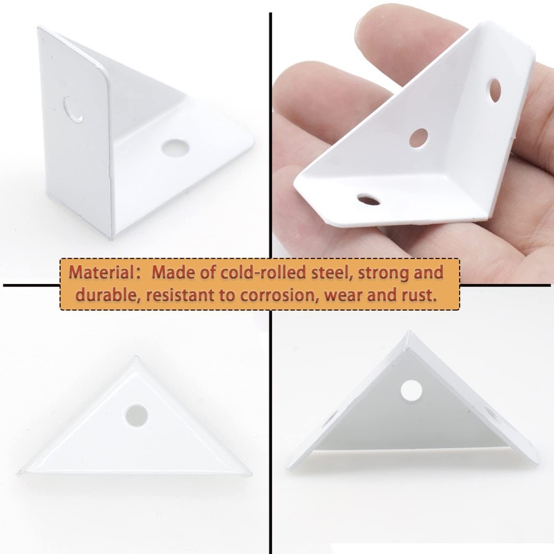 Joyangy 10Pcs White Right Angle Corner Shelf Bracket, 38x38mm Metal
