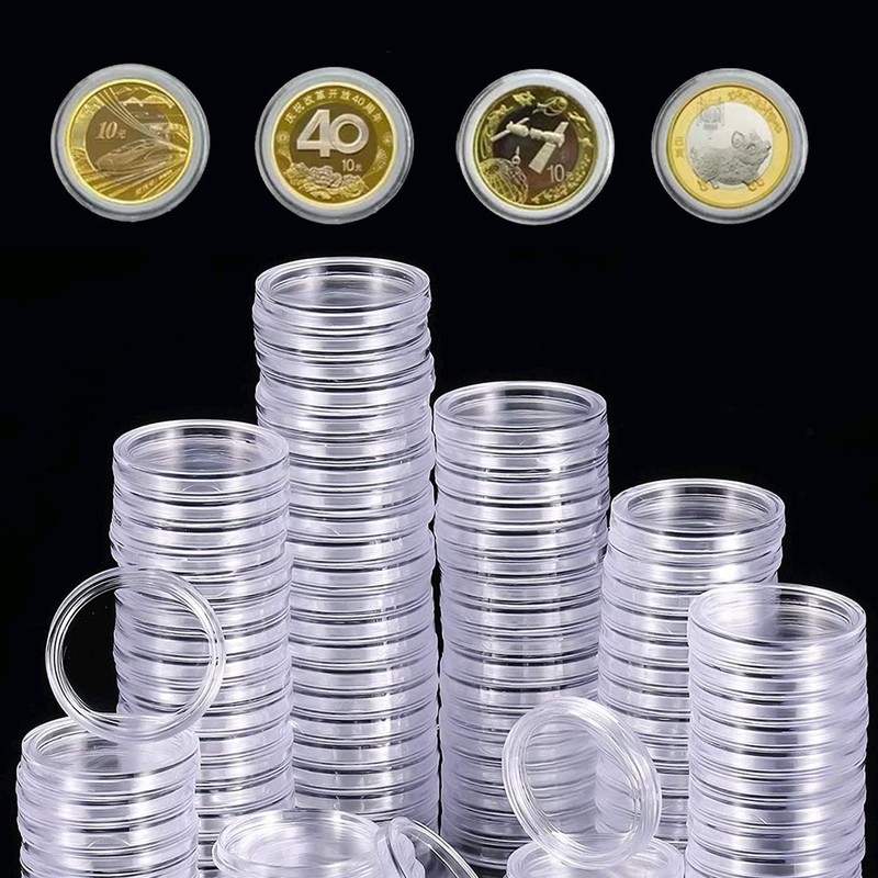 QNLEMON Coin Capsules, Pack of 100 Clear Coin Capsules with