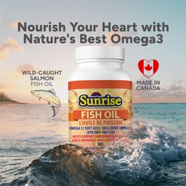 Sunrise Apothecary - FISH OIL, Daily Supplement Rich in Omega 3 Fatty Acids, Total Wellness Support for Men and Women, 1000 mg per Soft Gel Capsule, 90 Omega 3 Fish Oil Capsules per Bottle