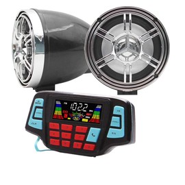 XYC 3" Motorcycle Weatherproof Bluetooth Wireless Speaker MP3 Music Player Sound Audio Stereo Amplifier System ATV UTV USB 2.0, micro SD, FM Radio (Black&Silver)