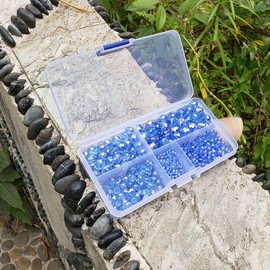 Chengmu Blue Rondelle Glass Beads for Jewelry Making, Faceted Briolette Crytal Spacer Beads for Bracelet Necklace Earring (2mm 4mm 6mm 8mm 10mm Mixed Sizes, 1000pcs)