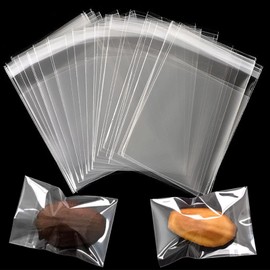 100 Pcs Self Sealing Cellophane Bags, Sealable Cellophane Treat Bags, Cellophane Bags 4 x 6 Inches, Clear Cellophane Bags Can be Used as Cookie Bags, Packaging Bags, Candy Bags, Gift Bags
