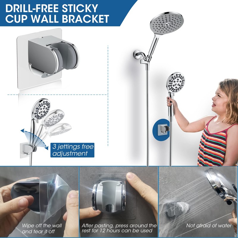 Dual 7.5" Rotatable Shower Head with Handheld Combo, 9 Spray