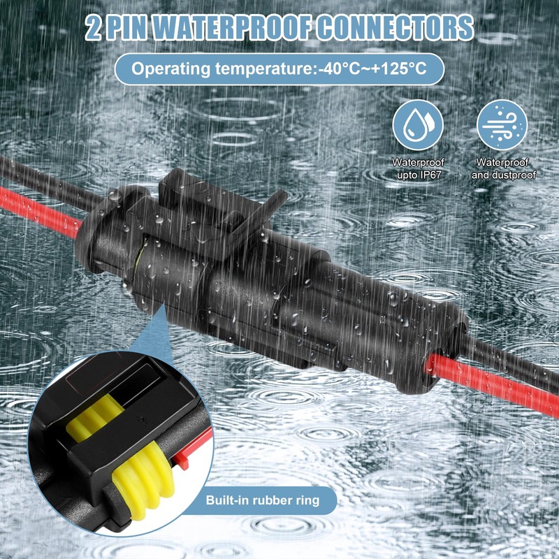 2 Pin Waterproof Wire Connector, 18AWG 10cm Male and Female