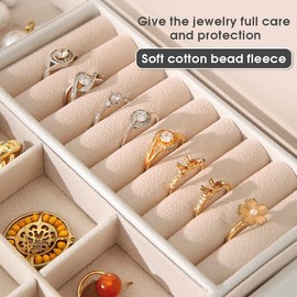 Pahajim Jewellery Storage for Women Girls Jewellery Box 2-Tier Jewellery Box PU Leather Jewellery Organiser Jewellery Box for Rings, Earrings, Bracelets and Necklaces