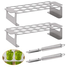 Jalapeno Popper Holder for Grill with Jalapeno Corer Tool,For Use In Chili Roaster and Ovens,Perfect for Cooking Chili, Chicken Legs, Wings, or Peppers （2Pcs）