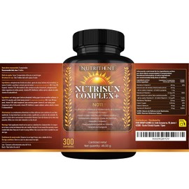 300 Tablets Tanning Capsules with Beta Carotene, Copper, Selenium, Lycopene, Dry Extract of Tomatoes, Vitamin C, D, E, B, Keeps and Prepares Golden Skin