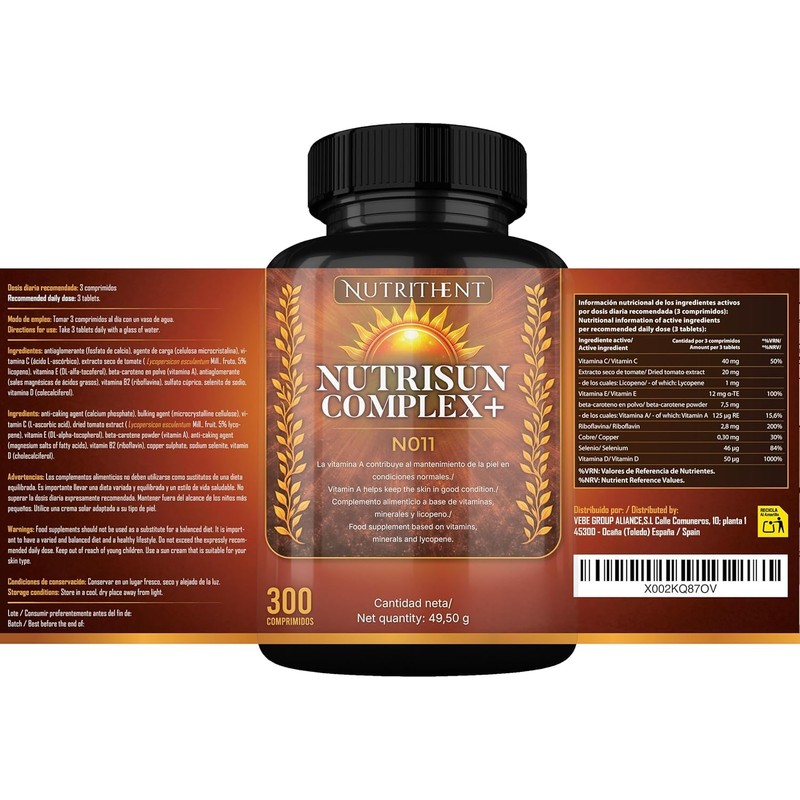 300 Tablets Tanning Capsules with Beta Carotene, Copper, Selenium, Lycopene,