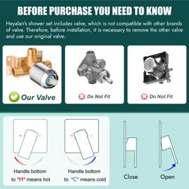 Heyalan Shower Faucet Set Square Stainless Steel Bathroom Rainfall Shower System One Handle Single Function Shower Trim Kit with Rough-in Valve Male Thread,Ceiling Mount,10 Inch,Polish Chrome