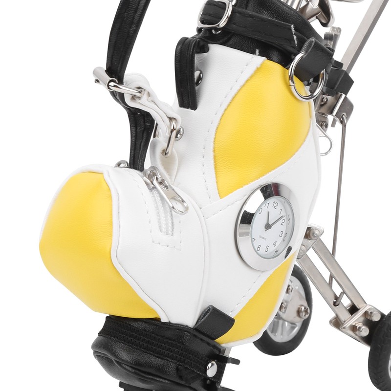 Mini Desktop Zinc Alloy Golf Bag Pen Holder with Lawn