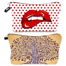 FAVORTALK Make Up Bag Small 2 Pcs Multifunctional Wash Purse with Zipper Portable Travel Toiletry Organizer Storage Pouch Cosmetic Bags B16908