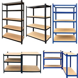 AutoBaBa 5-Shelf Garage Shelving Adjustable Heavy Duty Metal Storage Shelving Unit, Bolt-Free Assembly, Utility Storage Rack Steel Organization for Office Garage Kitchen, 60H x 28W x 12D inch - Black