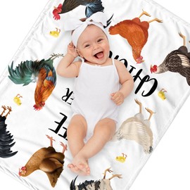 Cute Chicken Printed Blanket Soft Fuzzy Flannel Plush Throw Blanket for Couch,Sofa and Bed Decorative Blankets Funny Colorful Rooster Swaddle Baby Kids Blanket All Season 60"x50"