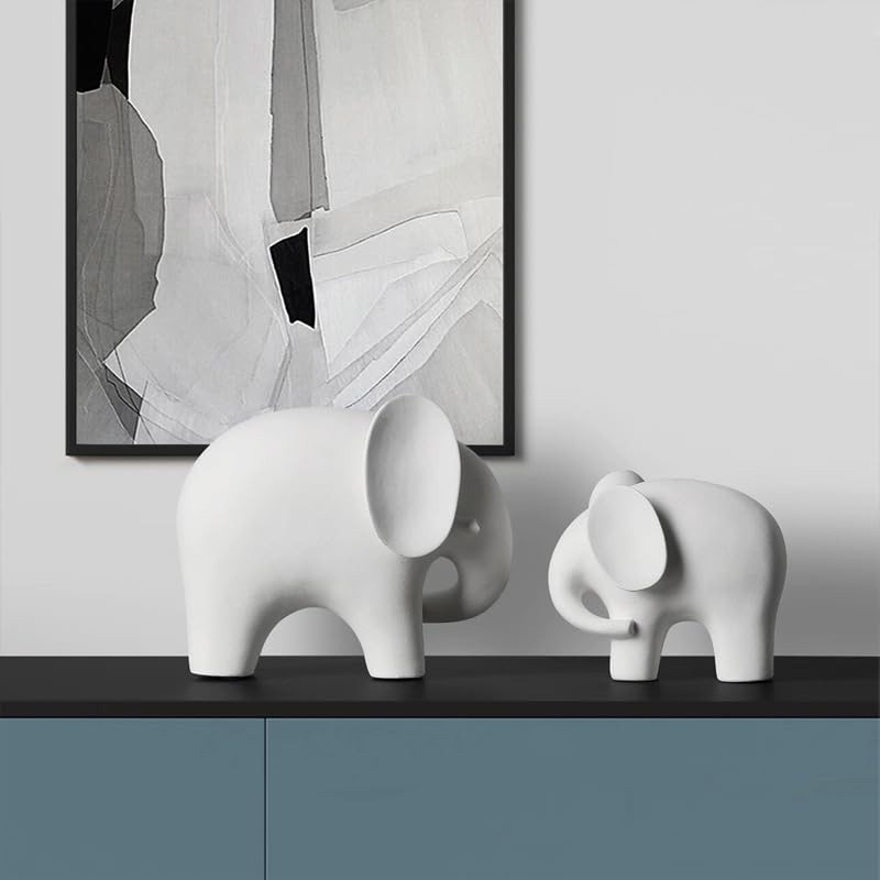 REEZHEE Modern Simple Ceramic White Elephant Living Room Home Office