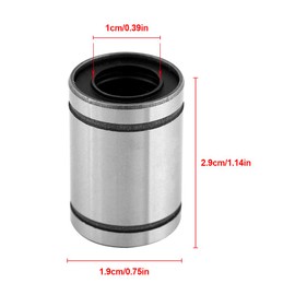 LM10UU Linear Ball Bearings, 10 mm Ball Bearings, 3D Printer, CNC Parts, Bushing, Double-Sided Rubber Seal, Linear Motion for 3D Printers, Pack of 8