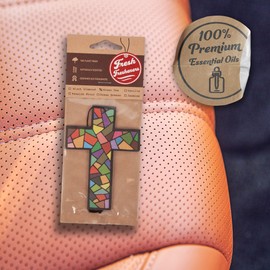 Holy Cross Car Air Freshener 3 Pack Scented With Essential Oils By Fresh Fresheners (6 Pack, 3 Scents)