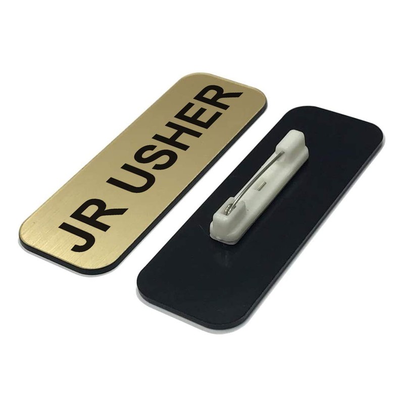Jr Usher 1 x 3 Name Tag, Brushed Gold (10