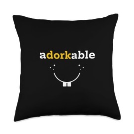 Nerdy Humor Shirt - Adorkable Adorable Dork Smiling Face Throw Pillow