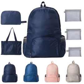 ApollOptimum Upgraded 4 PCS Set Foldable Bag,1 35L Lightweight Backpack、3 Mesh Bags,2 Ways of Carrying:Handbag、Small Backpack,Walking Bag for Outdoor Sport、Travelling Walking、Hiking Camping、Biking