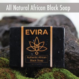 Evira African Black Soap Bar with Shea Butter - 4.23 oz | Pure & Natural Cleanser for All Skin Types