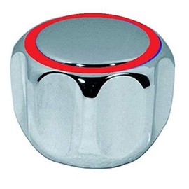 TLDSHOP® - Chrome-plated handle for taps - replacement handle with plate - insert 20-24 - 1 piece - plate colour: red