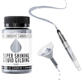 KAMENSKAYA Liquid Silver Leaf Paint - Alcohol Based Fast Drying Silver Liquid Leaf, 3.38 fl oz (100 ml)