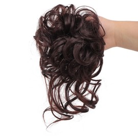 Messy Bun Hairpiece Hair Scrunchie Updo Hairpiece Hair Piece Curly Wavy Large Hair Bun Scrunchies Extensions Tousled Updo Hairpieces for Women Girls (#33 (Bronze Brown))