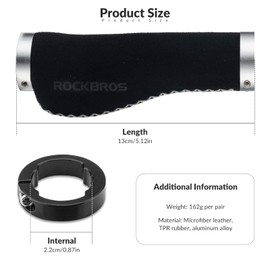 ROCKBROS Bicycle Grips Ergonomic Non-Slip Handlebar Grips Lock-On Design MTB Handlebar Grips for Mountain Bikes, Racing Bikes, Trekking Bikes, E-Bikes, City Bikes, Folding Bikes, Scooters