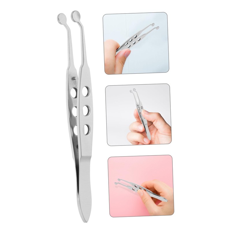 Baluue Stainless Steel Eyelid Massage Tweezers Gland Forceps for Eye