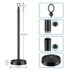 ROLABAM Heavy Weighted Toilet Paper Holder (with Reserve Function) Free Standing, Spare Toilet Paper Roll Storage Stand for Bathroom Total Height 22.5" ，Matte Black